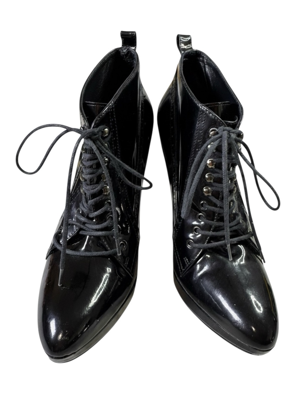Burberry Black Patent Leather Lace Up Brogue Ankle Booties Oxford EU 37.5/US7